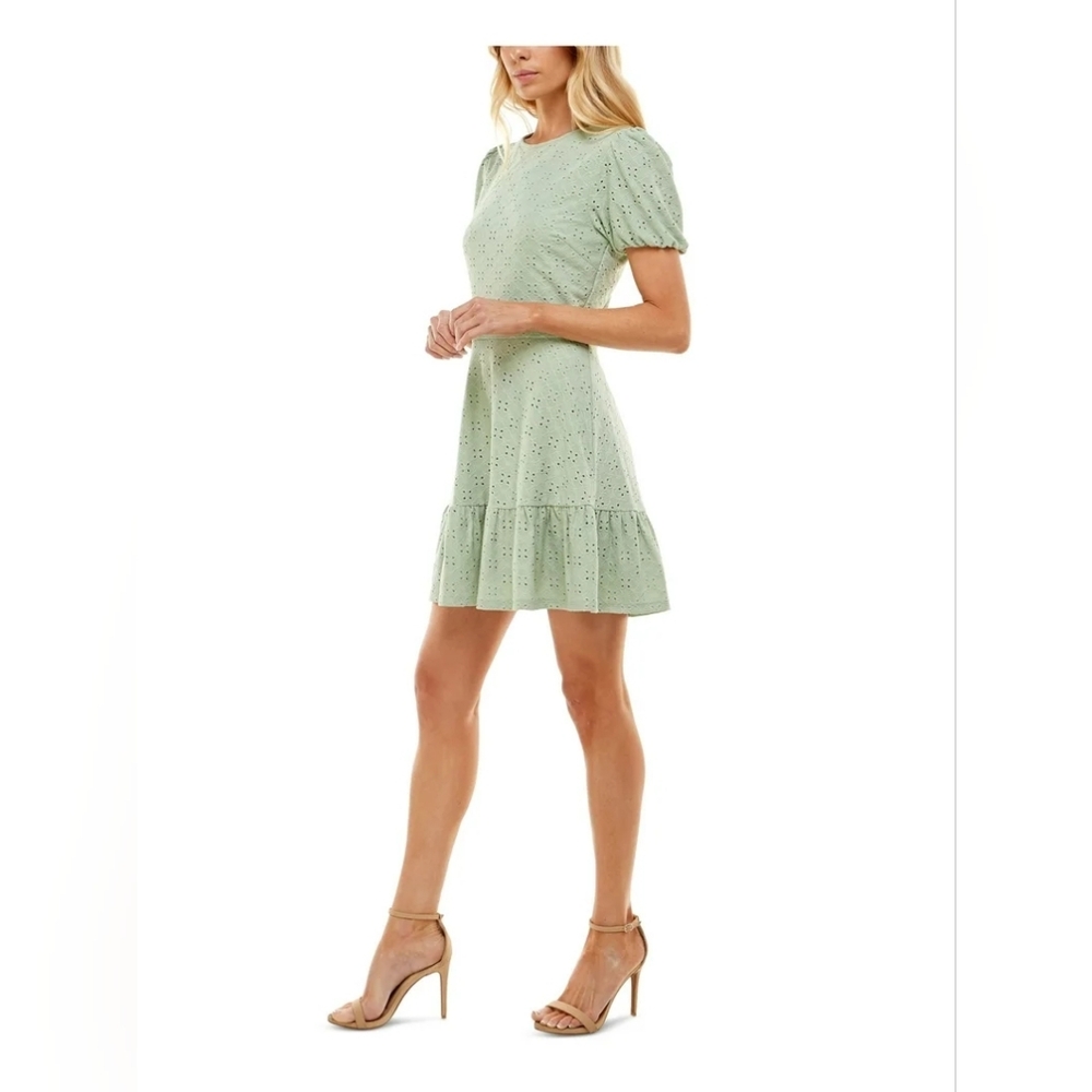NWT- Speechless Eyelet Puff Sleeve Pistachio Green Mini Dress Juniors Size XL